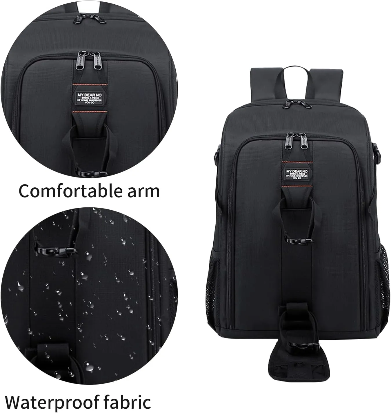 17.3" Camera Backpack Waterproof DSLR Bag - Large Capacity Photography Backpack for Travel, Lightweight Design with 16" Laptop Sleeve & Tripod Holder (Black-Orange)