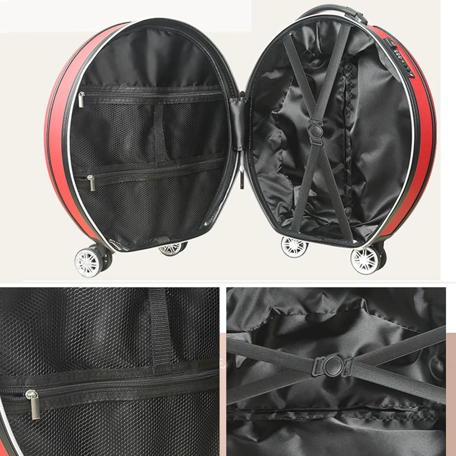 18in Light Suitcase, Stylish Round Suitcases with Wheels, Portable Lugage Suitcase for Checked Carry On Luggage for Modern Travelers A,18inch