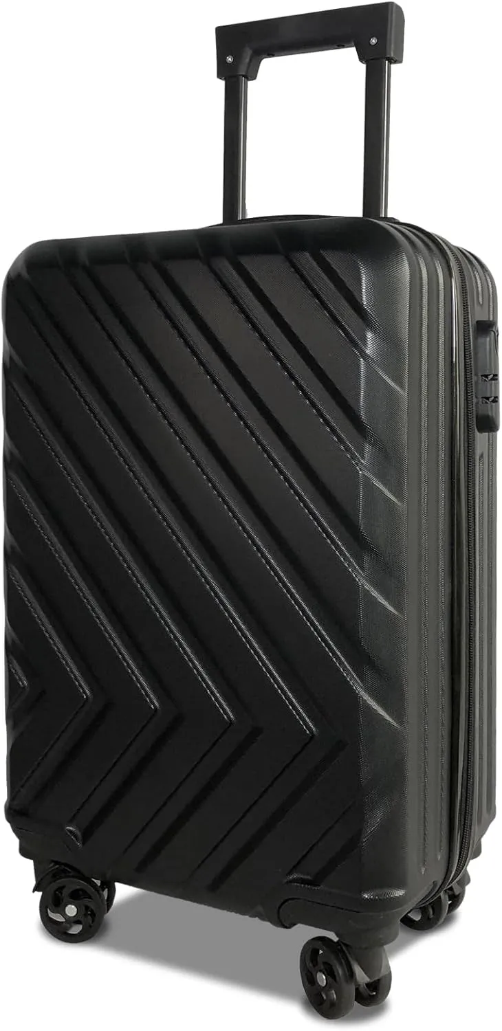 20" Modern Design caryy-on luggage with wheels ABS Luggage 4 Carry On Suitcase Trolley Case Lightweight (Black, 20inch)