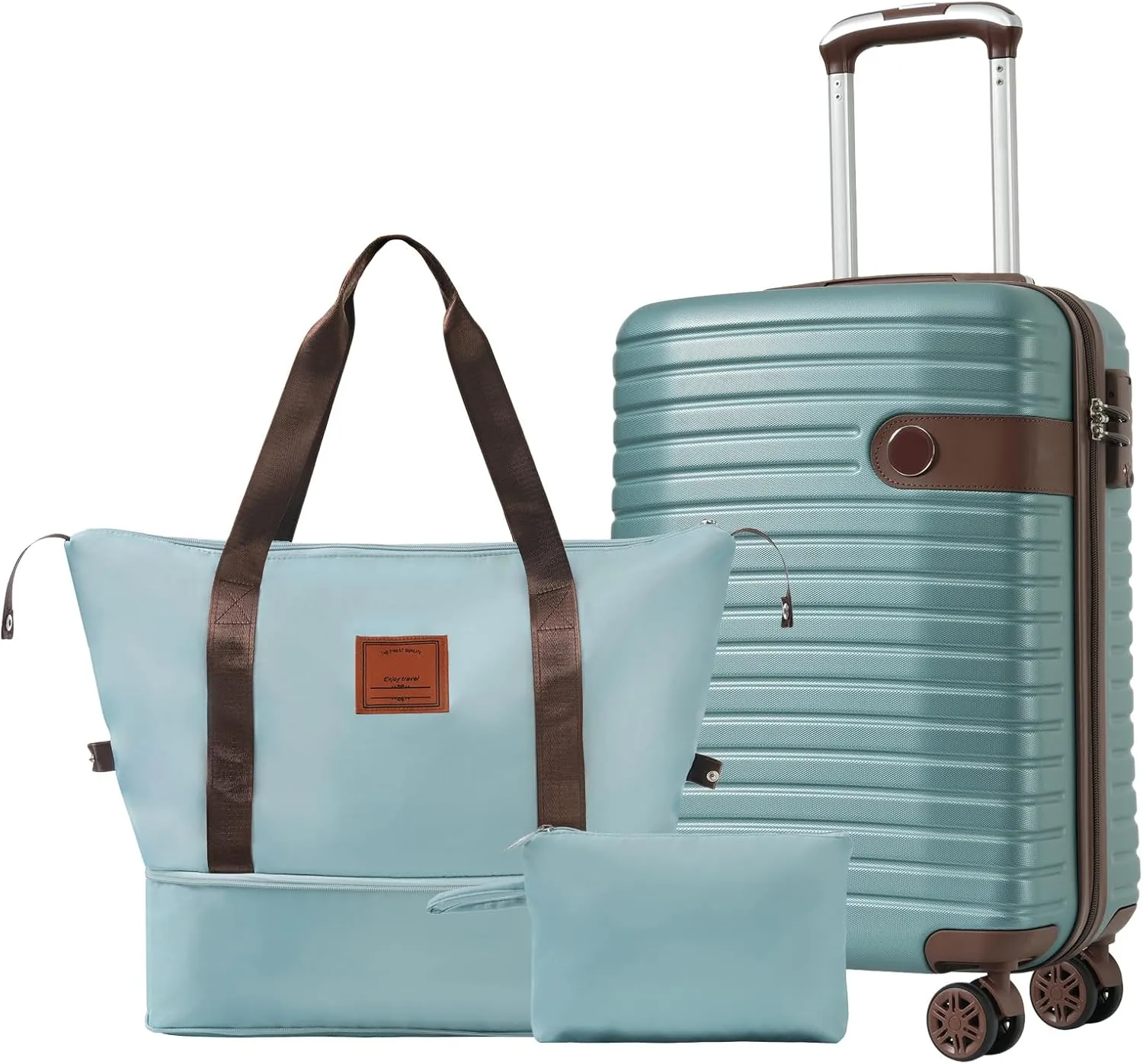 20" Modern Design Luggage Sets 3 Piece Travel Bag Toiletry Bag Caryy-on Luggage With Wheels ABS Carry On Suitcase Trolley Case Lightweight Bule
