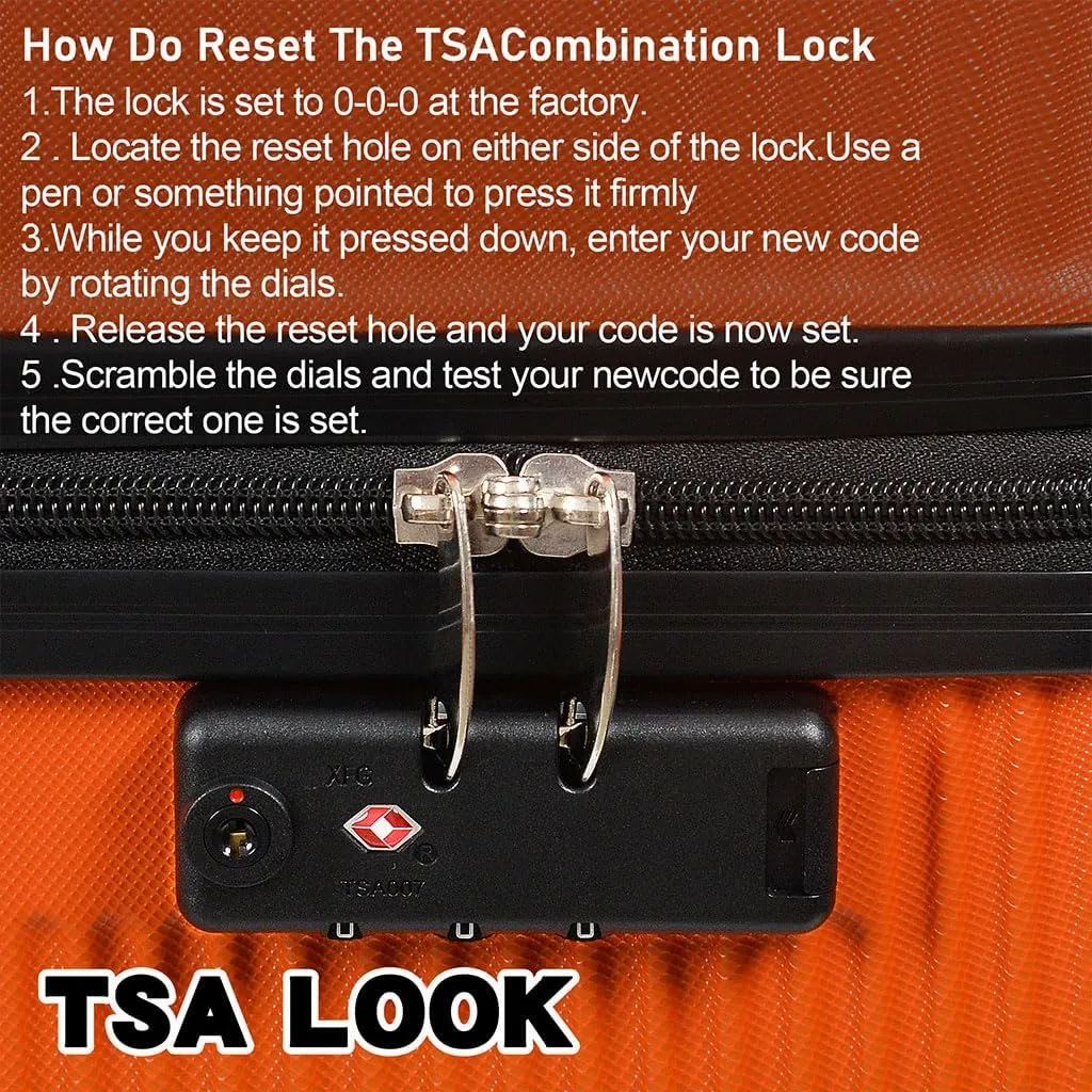 3 Piece Luggage, Modern Lightweight Suitcase with Hooks and Spinner Wheels Cross Stripe Luggage Sets with Password Lock and Telescopic Rod for Business Travel Domestic Foreign Travel,Orange