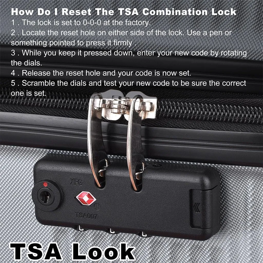 3 Piece Luggage, Modern Lightweight Suitcase with Hooks and Spinner Wheels Cross Stripe Luggage Sets with Password Lock and Telescopic Rod for Business Travel Domestic Foreign Travel,Silver gr