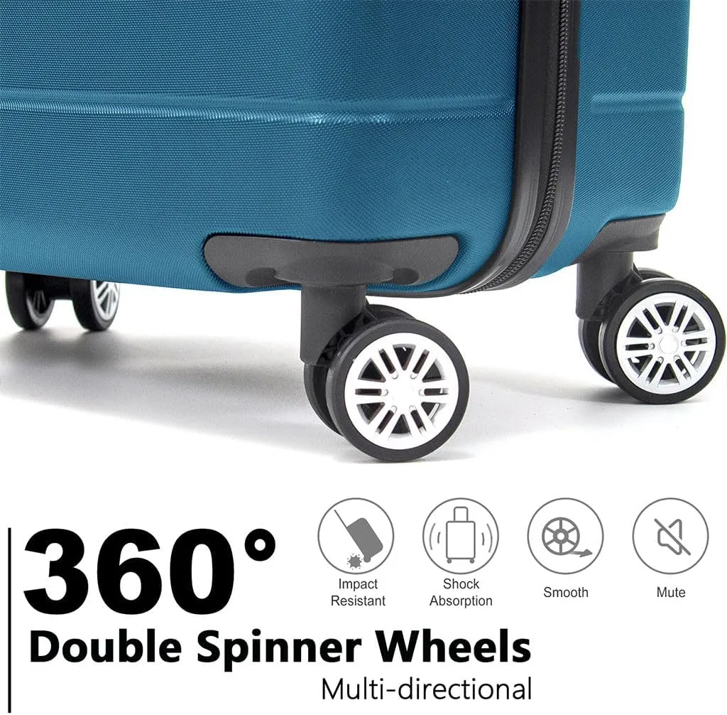 3 Piece Luggage, Modern Lightweight Suitcase with Hooks and Spinner Wheels Hard Shell Carry On Luggage with Password Lock and Telescopic Rod for Business Travel Domestic Foreign Travel,Dark bl