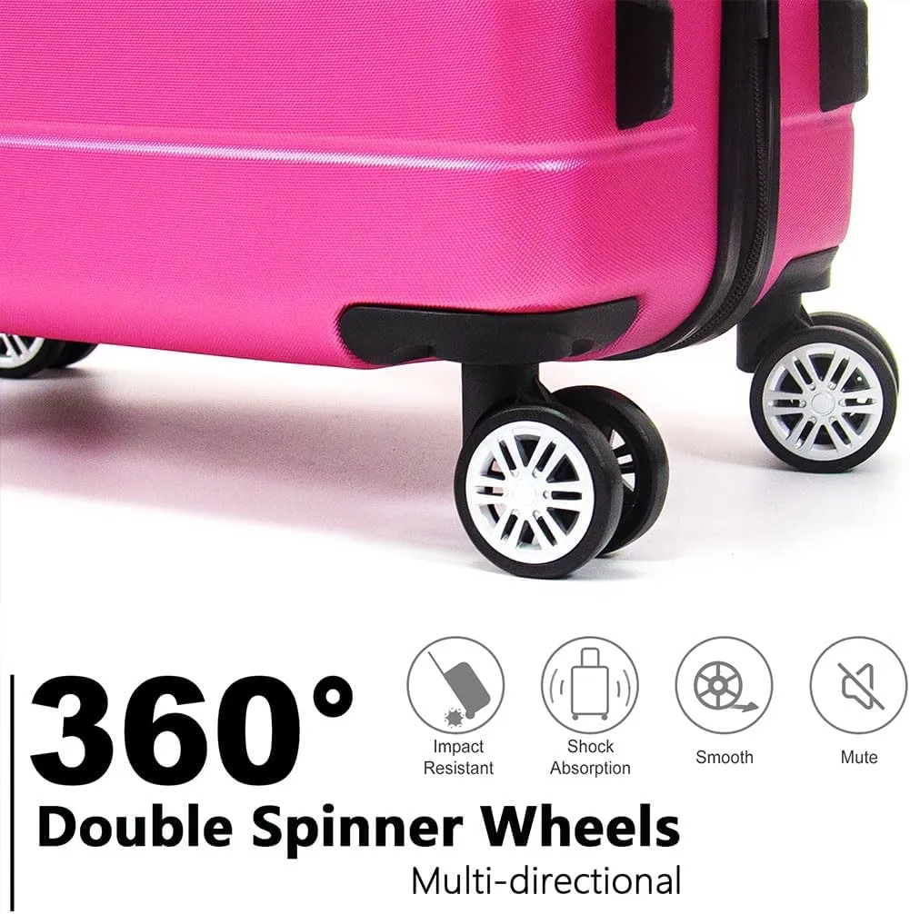 3 Piece Luggage, Modern Lightweight Suitcase with Hooks and Spinner Wheels Hard Shell Carry On Luggage with Password Lock and Telescopic Rod for Business Travel Domestic Foreign Travel,Rose re