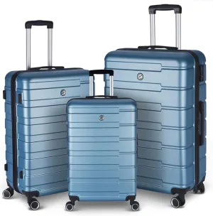 3 Piece Luggage, Modern Lightweight Suitcase with Hooks and Spinner Wheels Hard Side Carry On Luggage with Password Lock and Telescopic Rod for Business Travel Domestic Foreign Travel,Cyan