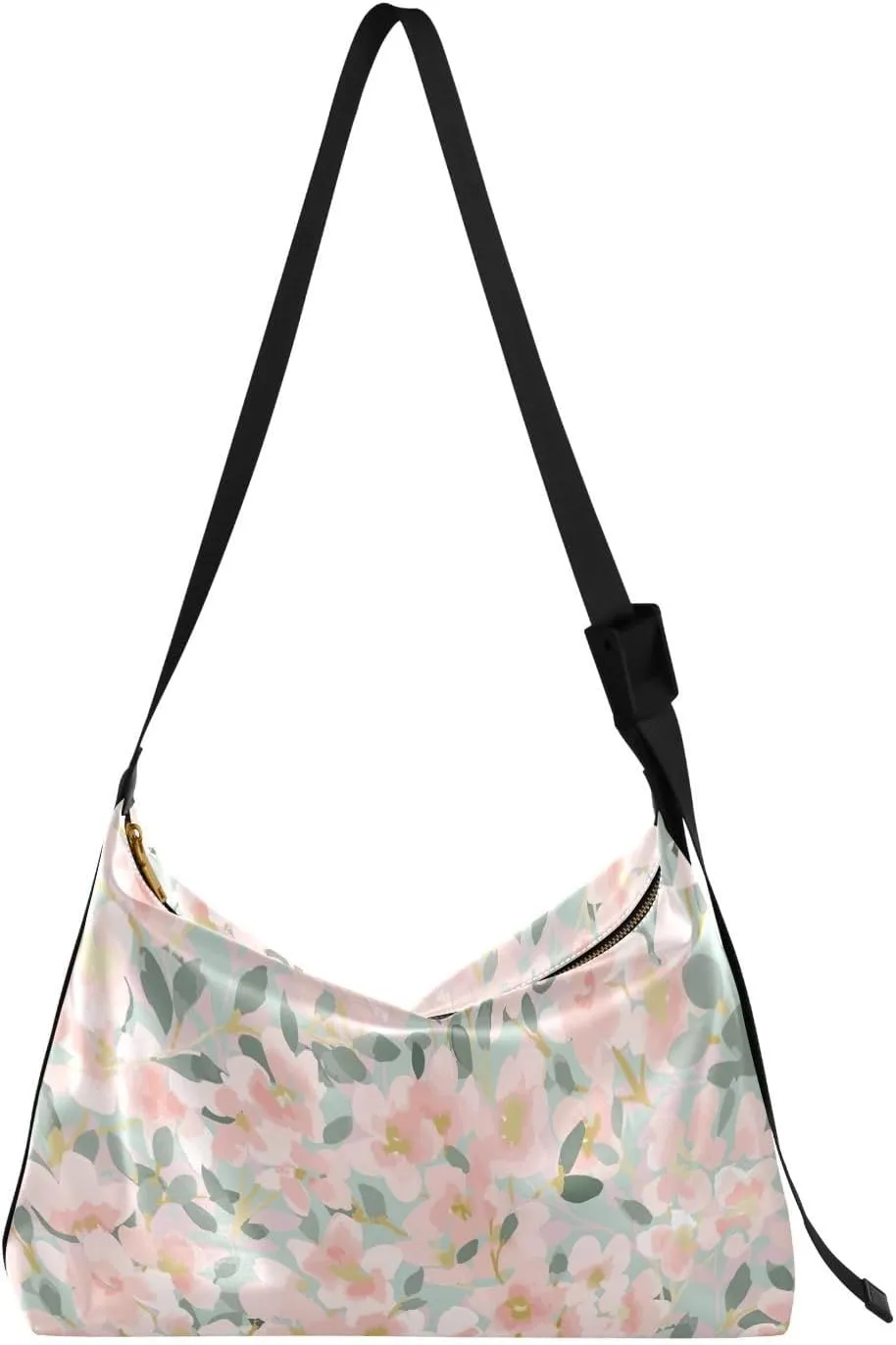 Abstract Floral Bright Color PU Leather Hobo Purse Large Cross Body Purses Unique Floral Print Crossbody Hobo Purse
