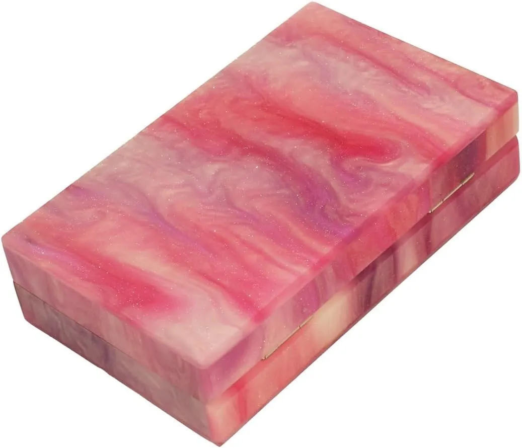 Acrylic Evening Clutch Purses for Women Unique Square Marbling Handbag with Beaded Handbag for Wedding Party Prom