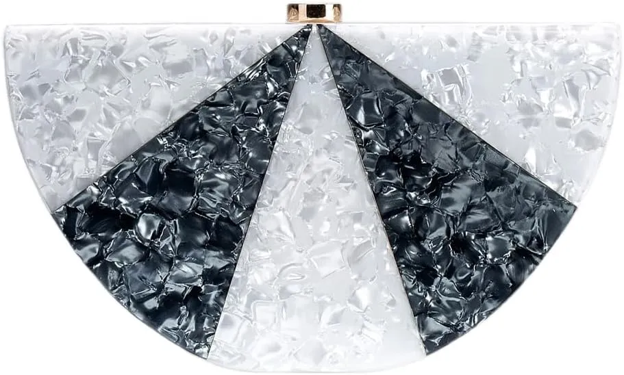 Acrylic Half Round Clutch Purse for Women Fashion Acrylic Evening Bag Unique Evening Clutch for Wedding Party Prom