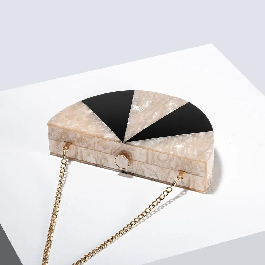 Acrylic Half Round Clutch Purse for Women Fashion Acrylic Evening Bag Unique Evening Clutch for Wedding Party Prom
