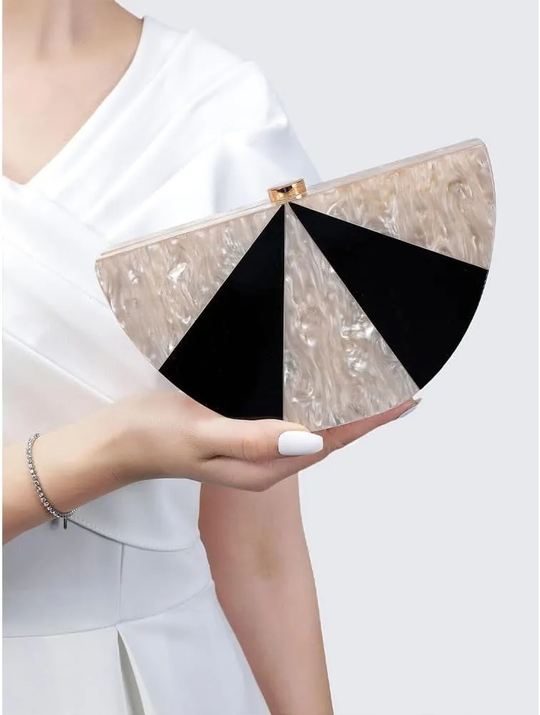 Acrylic Half Round Clutch Purse for Women Fashion Acrylic Evening Bag Unique Evening Clutch for Wedding Party Prom