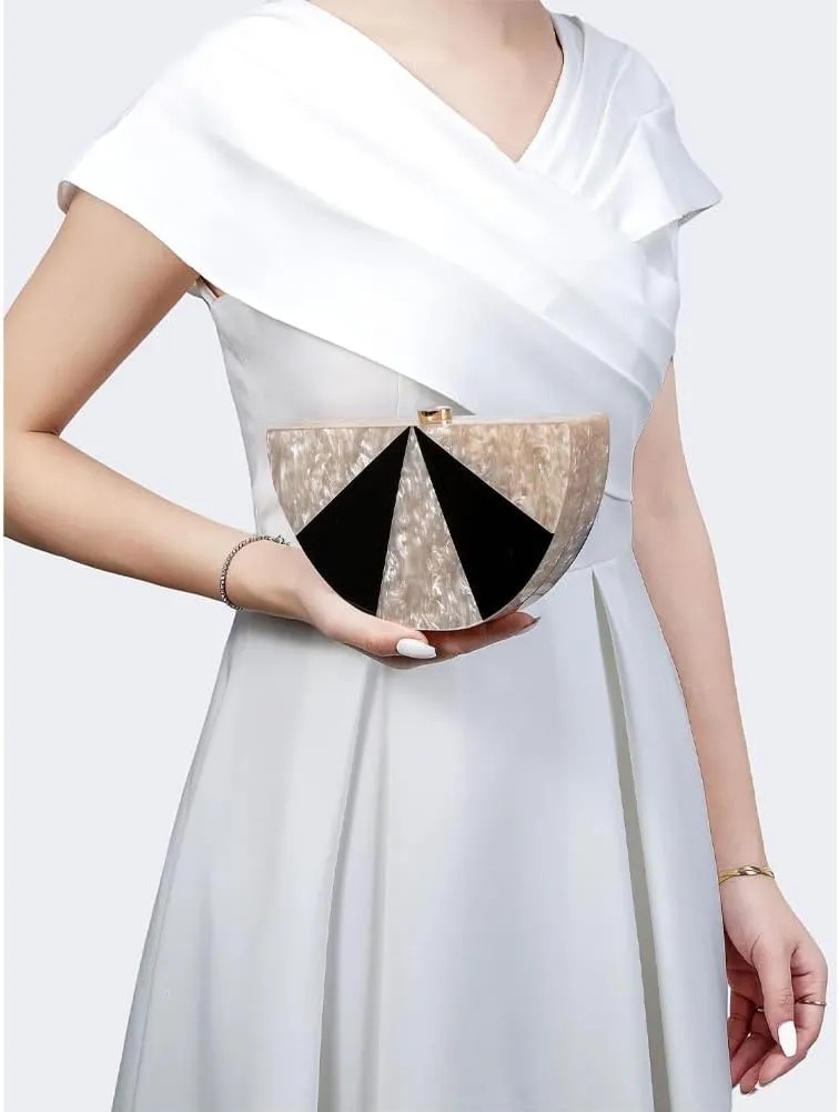 Acrylic Half Round Clutch Purse for Women Fashion Acrylic Evening Bag Unique Evening Clutch for Wedding Party Prom