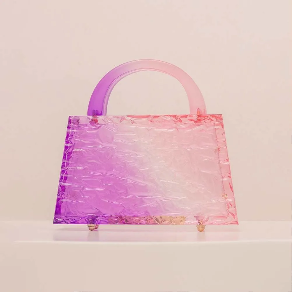 Acrylic Handbag for Women Colorful Clear Acrylic Evening Bag Unique Top Handle Clutch Purse for Wedding Party Prom