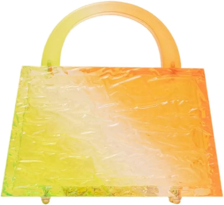 Acrylic Handbag for Women Colorful Clear Acrylic Evening Bag Unique Top Handle Clutch Purse for Wedding Party Prom