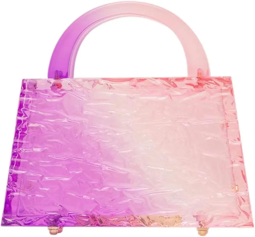 Acrylic Handbag for Women Colorful Clear Acrylic Evening Bag Unique Top Handle Clutch Purse for Wedding Party Prom