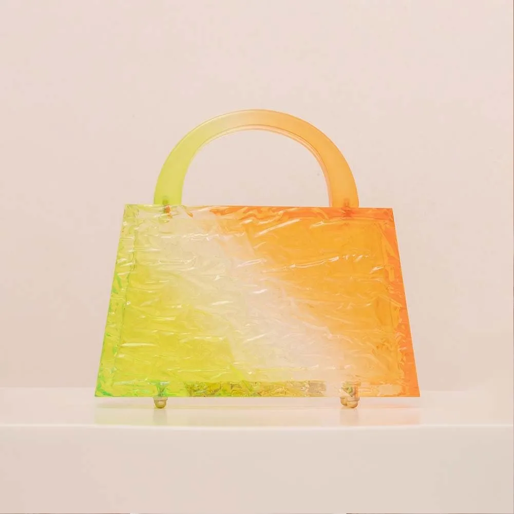 Acrylic Handbag for Women Colorful Clear Acrylic Evening Bag Unique Top Handle Clutch Purse for Wedding Party Prom