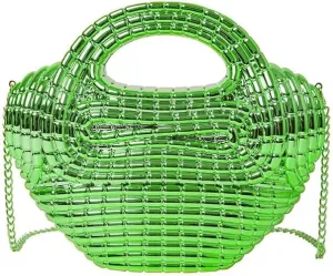Acrylic Metallic Evening Clutch Flower basket shape Metal Top handle Crossbody Bag Unique Shoulder Purse with Chain