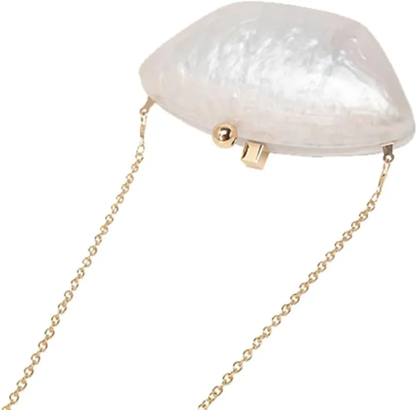 Acrylic Shell Evening Purse for Women Unique Marbling Clutch Bag Casual Shoulder Bag for Family Reunion Daily Life
