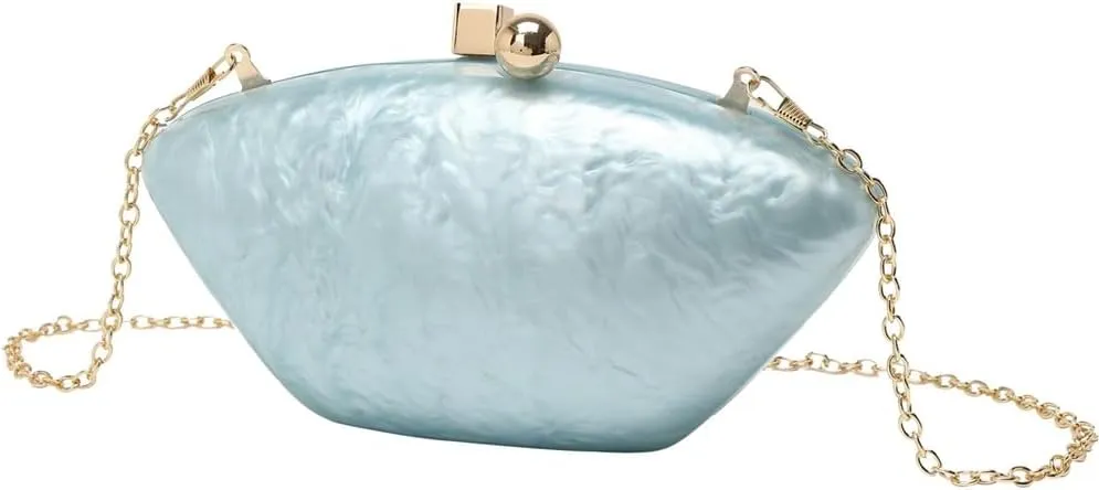 Acrylic Shell Evening Purse for Women Unique Marbling Clutch Bag Casual Shoulder Bag for Family Reunion Daily Life