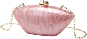 Acrylic Shell Evening Purse for Women Unique Marbling Clutch Bag Casual Shoulder Bag for Family Reunion Daily Life