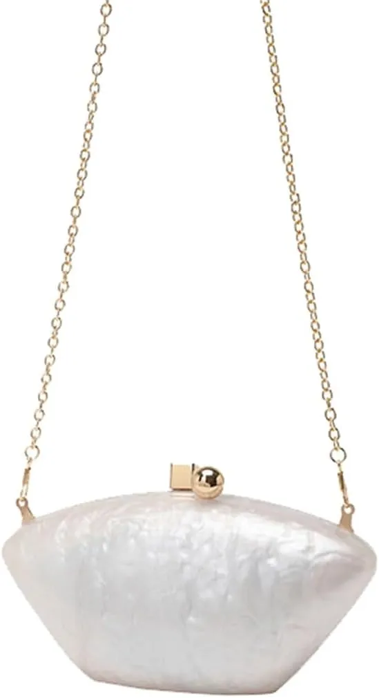 Acrylic Shell Evening Purse for Women Unique Marbling Clutch Bag Casual Shoulder Bag for Family Reunion Daily Life