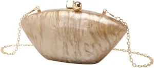 Acrylic Shell Evening Purse for Women Unique Marbling Clutch Bag Casual Shoulder Bag for Family Reunion Daily Life