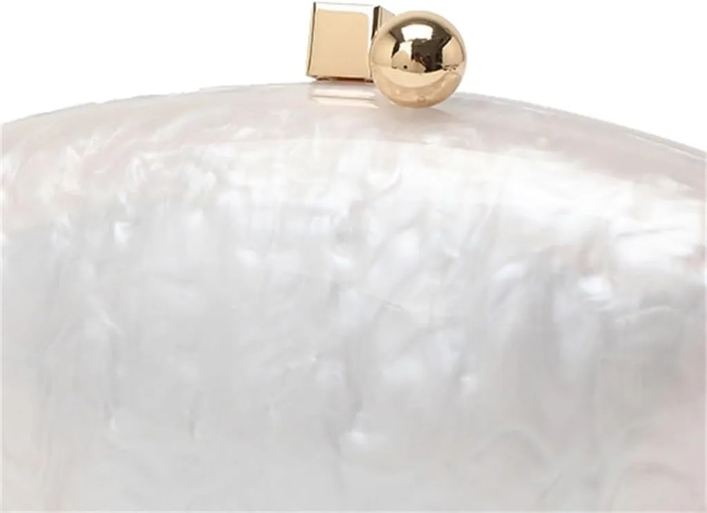 Acrylic Shell Evening Purse for Women Unique Marbling Clutch Bag Casual Shoulder Bag for Family Reunion Daily Life