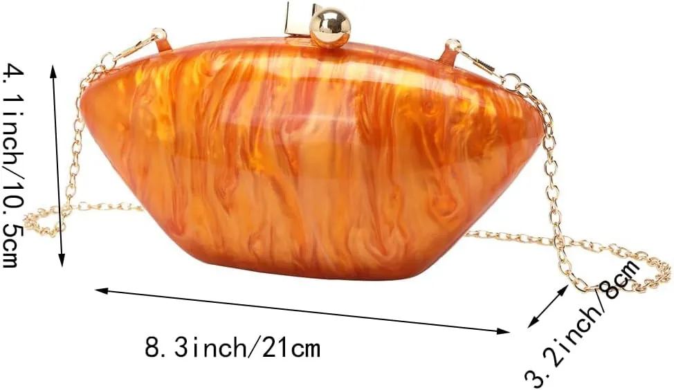 Acrylic Shell Evening Purse for Women Unique Marbling Clutch Bag Casual Shoulder Bag for Family Reunion Daily Life