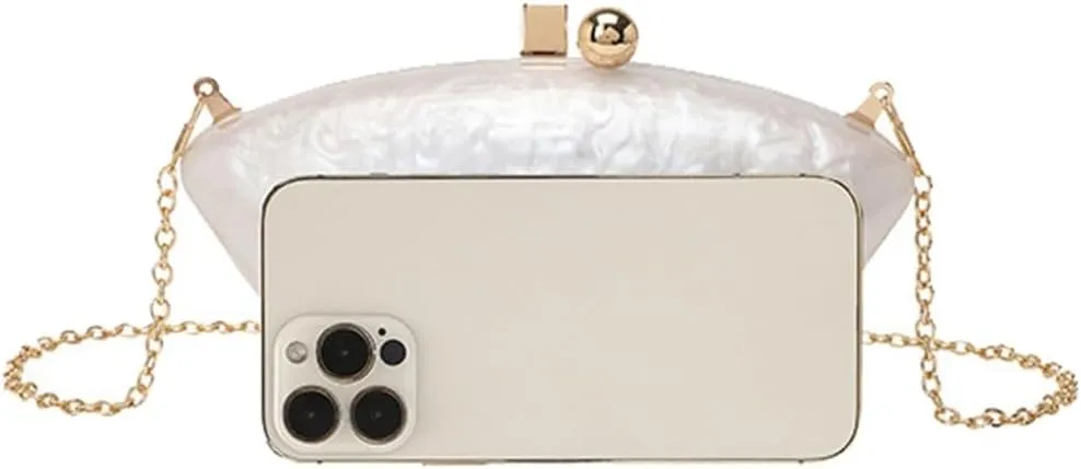 Acrylic Shell Evening Purse for Women Unique Marbling Clutch Bag Casual Shoulder Bag for Family Reunion Daily Life