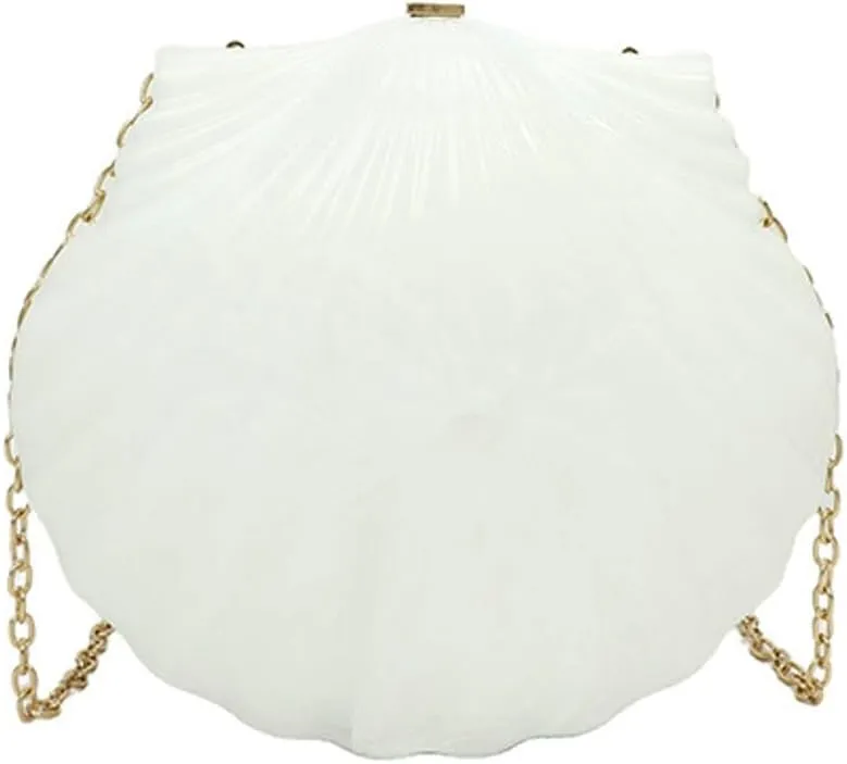 Acrylic Shell Shaped Clutch Women 2025 Trendy Luxury Marble Evening Handbag Unique Chain Shoulder Bag Wedding Party