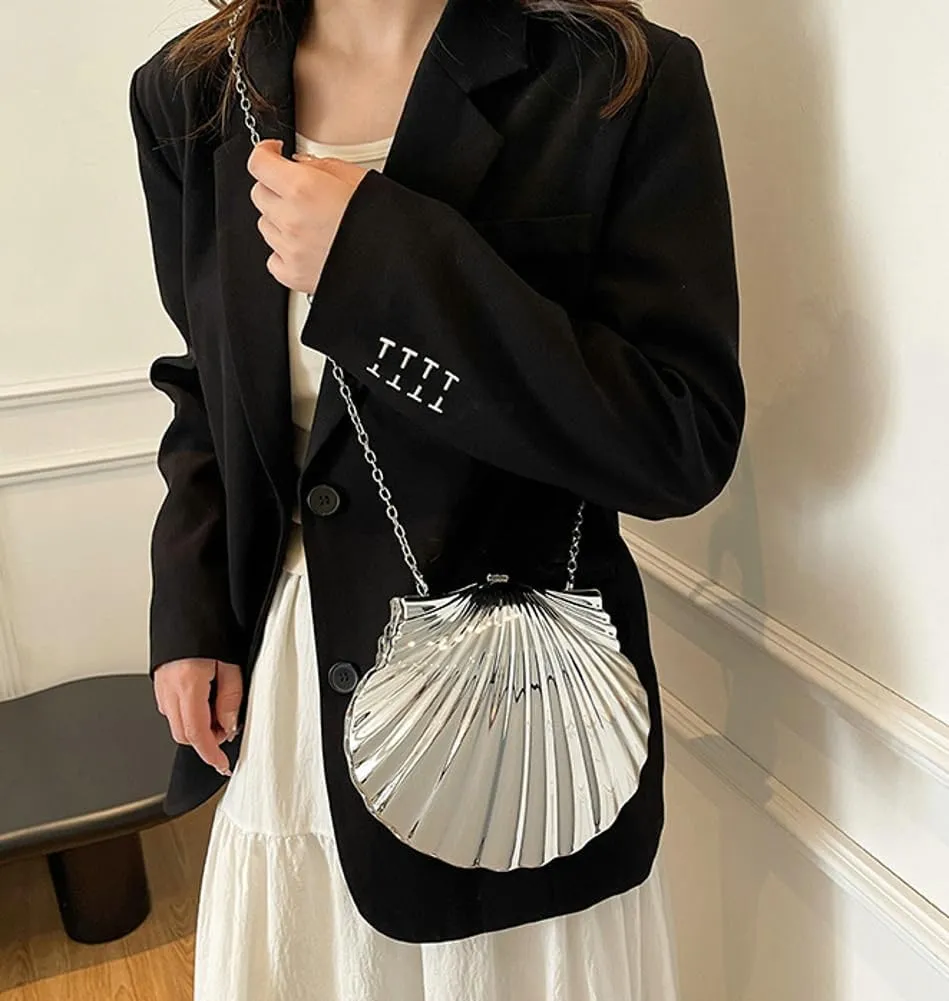 Acrylic Shell Shaped Clutch Women 2025 Trendy Luxury Marble Evening Handbag Unique Chain Shoulder Bag Wedding Party