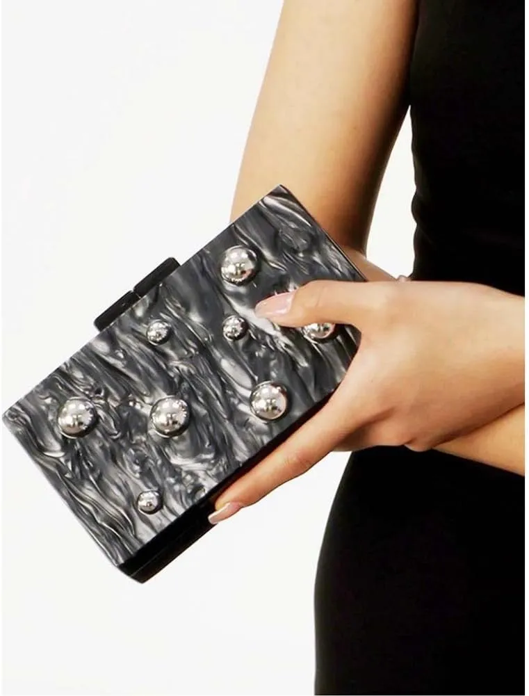 Acrylic Studded Clutch Purse for Women Acrylic Evening Bag Unique Geometric Handbag for Wedding Party Prom