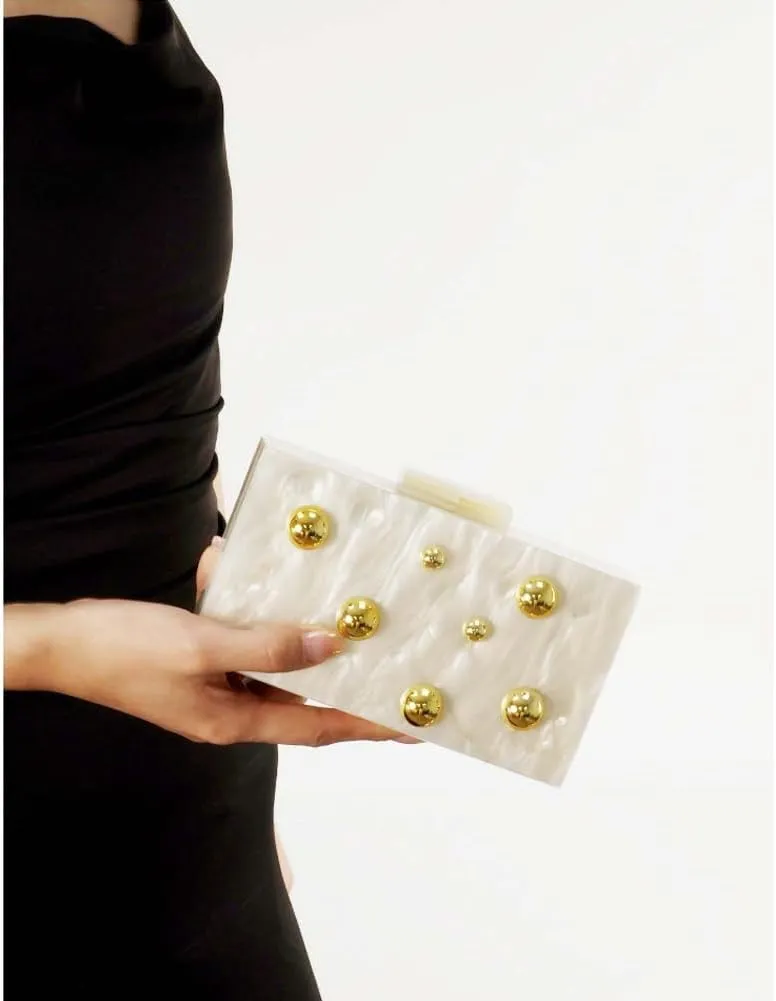 Acrylic Studded Clutch Purse for Women Acrylic Evening Bag Unique Geometric Handbag for Wedding Party Prom