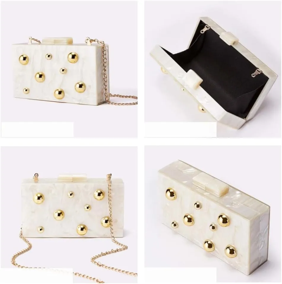 Acrylic Studded Clutch Purse for Women Acrylic Evening Bag Unique Geometric Handbag for Wedding Party Prom