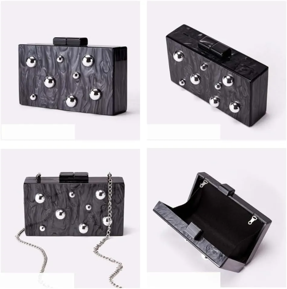 Acrylic Studded Clutch Purse for Women Acrylic Evening Bag Unique Geometric Handbag for Wedding Party Prom