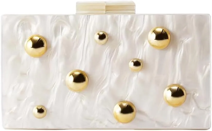 Acrylic Studded Clutch Purse for Women Acrylic Evening Bag Unique Geometric Handbag for Wedding Party Prom