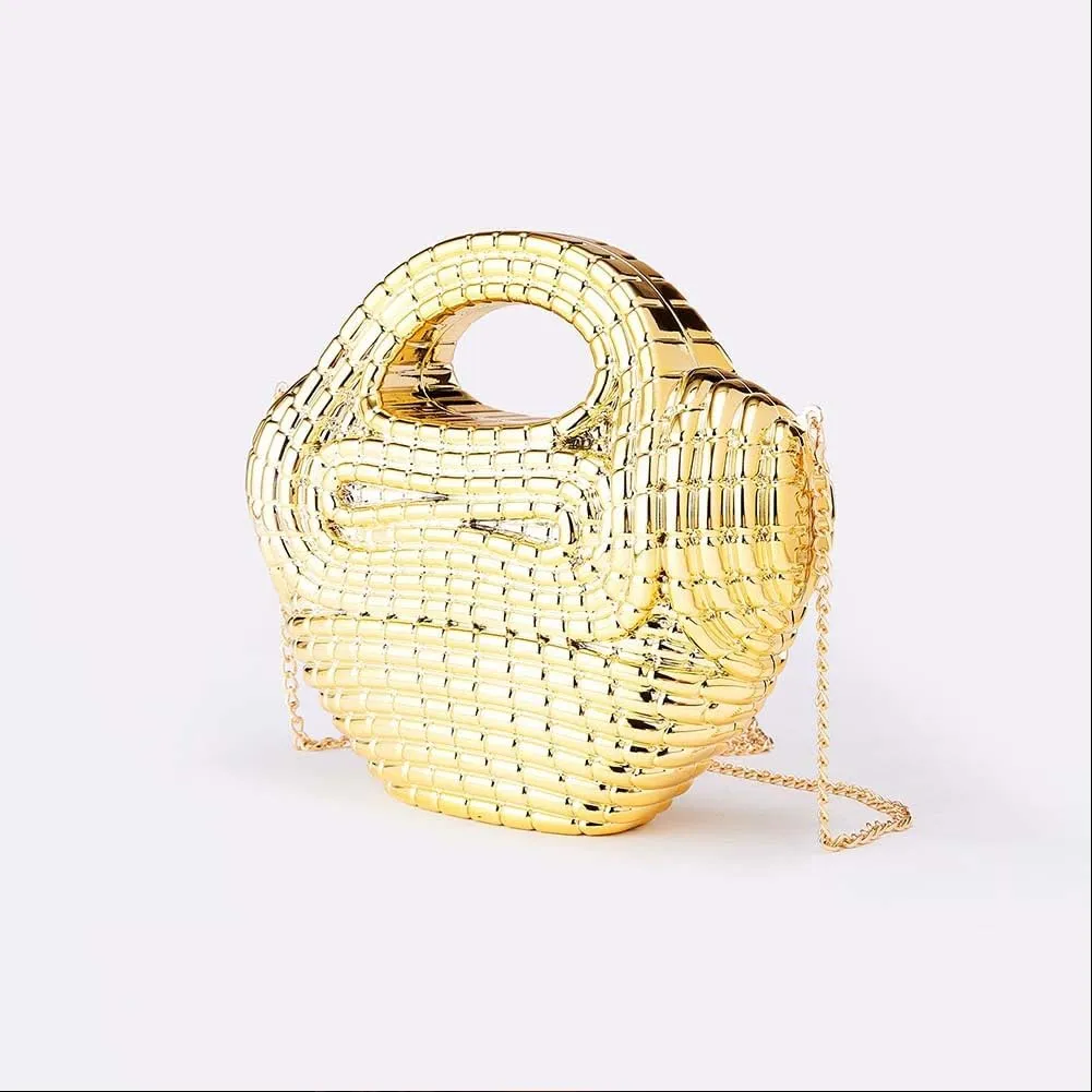 Acrylic Top Handle Clutch Purse for Women Metallic Evening Bag Unique Geometric Handbag for Wedding Party Prom