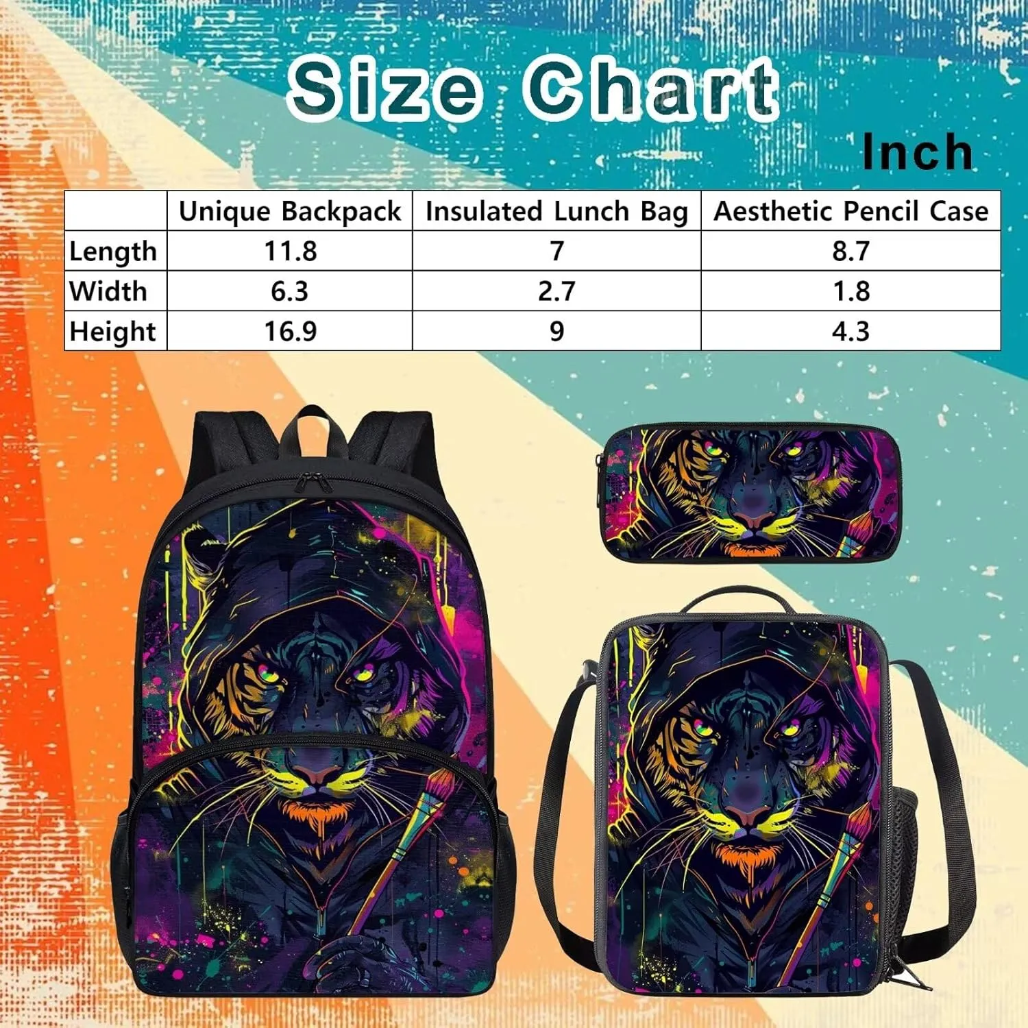 Agoviwo Cute Dog Print Backpack for School Boys Cool Backpack Hipster Bookbag with Insulated Lunch Bag and Unique Pencil Case
