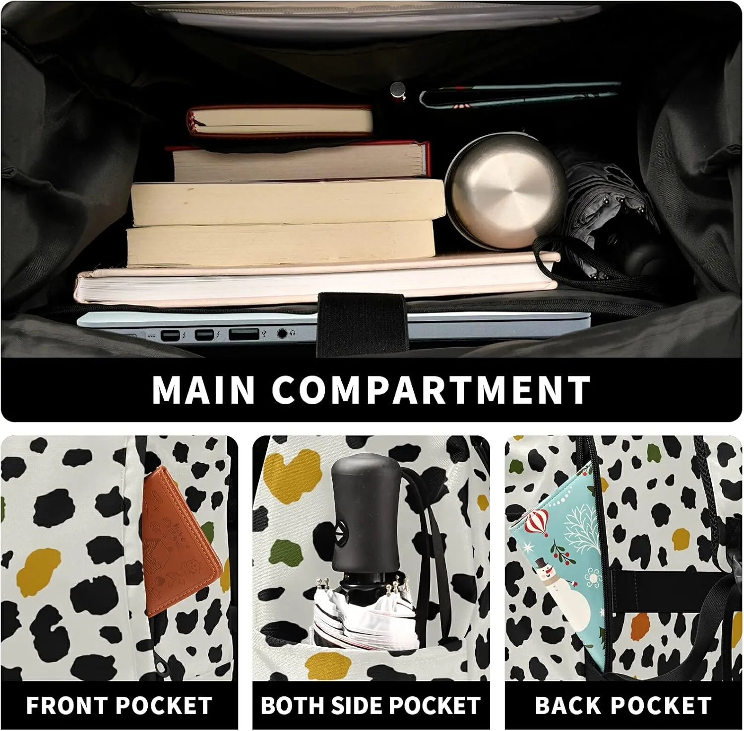 ALAZA Modern Leopard Print Animal Large Laptop Backpack Purse for Women Men Waterproof Anti Theft Roll Top Backpack, 13-17.3 inch