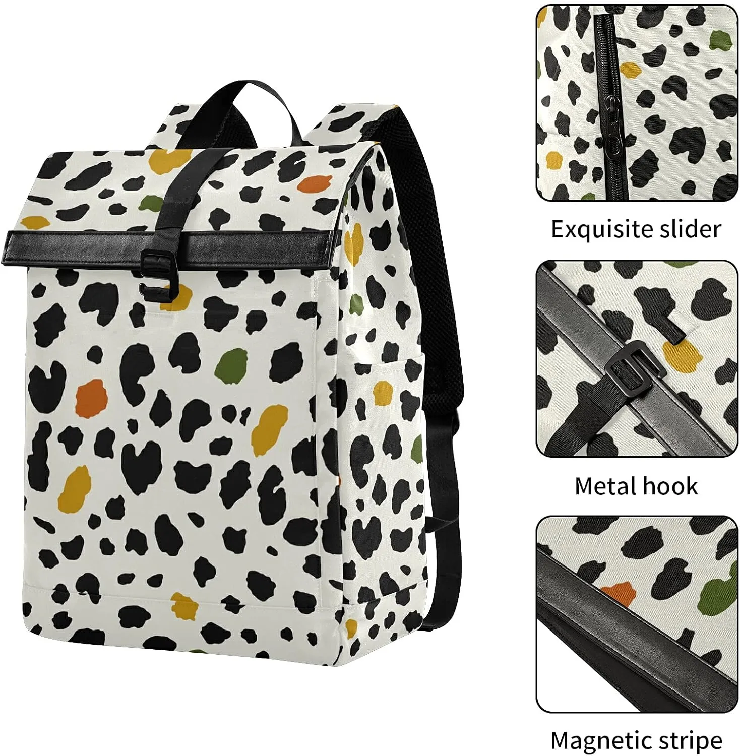ALAZA Modern Leopard Print Animal Large Laptop Backpack Purse for Women Men Waterproof Anti Theft Roll Top Backpack, 13-17.3 inch