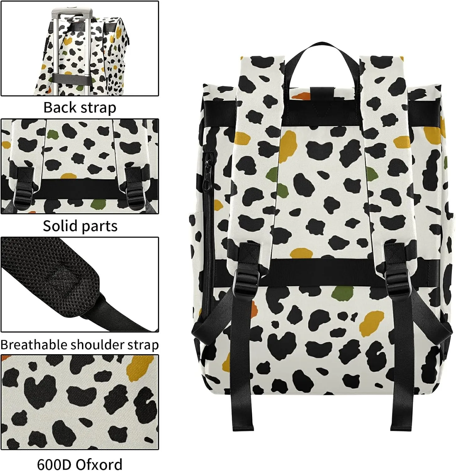 ALAZA Modern Leopard Print Animal Large Laptop Backpack Purse for Women Men Waterproof Anti Theft Roll Top Backpack, 13-17.3 inch