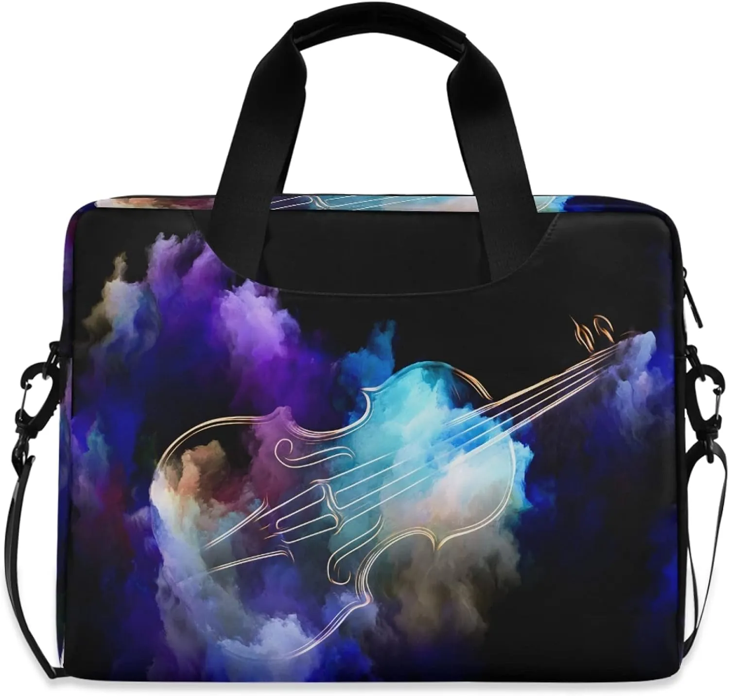 ALAZA Music Violin Modern Laptop Case Bag Sleeve Portable Crossbody Messenger Briefcase w/Strap Handle, 13 14 15.6 inch