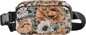 ALAZA Vintage Modern Floral Flower Belt Bag Waist Pack Pouch Crossbody Bag with Adjustable Strap for Men Women College Hiking Running Workout Travel