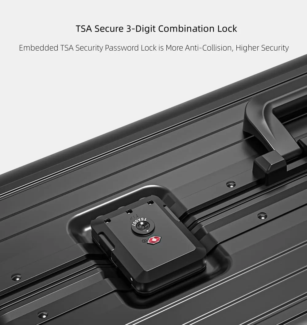 All Aluminum Magnesium Hardshell Carry on Luggage with Wheels, Modern Zipperless Hardshell Checked Luggage with Lock, Airline Approved Metal Suitcase Travel Metal Rolling Luggage (Black, 24 inch)