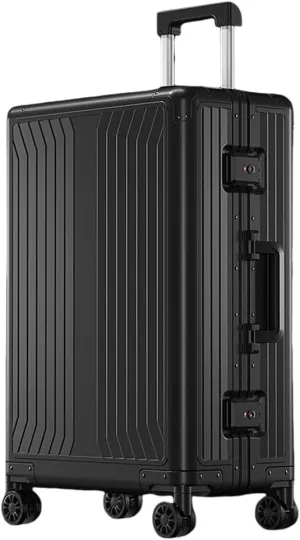 All Aluminum Magnesium Hardshell Carry on Luggage with Wheels, Modern Zipperless Hardshell Checked Luggage with TSA Lock, Airline Approved Metal Suitcase Travel Metal Rolling Luggage (Black, 24 inch)