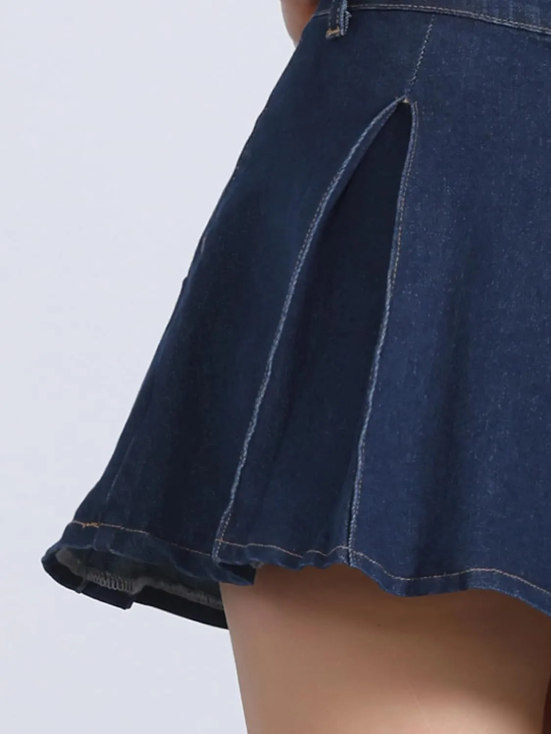 Allegra K Pleated Denim Skirt for Women's Casual A-Line High Waist Short Mini Jean Skirts