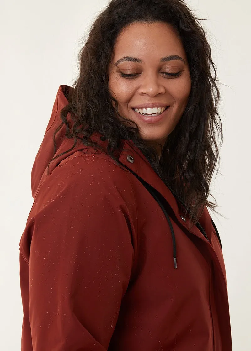Amble Refuge Womens Plus Size Waterproof Jacket Long Terracotta 2XL-4XL