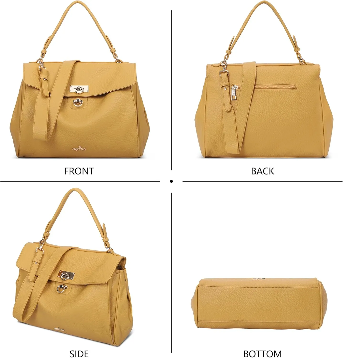 Angel Kiss Satchel Purses and Handbags for Women Soft Vegan Leather Tote Shoulder Bag Top Handle with Crossbody Strap