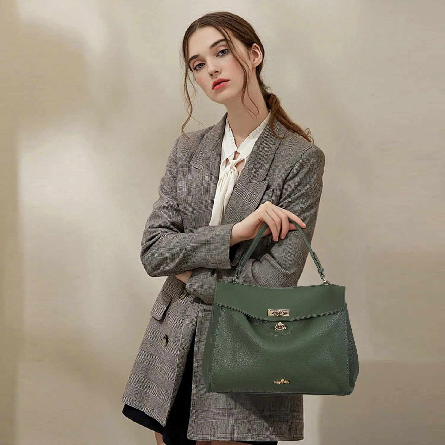 Angel Kiss Satchel Purses and Handbags for Women Soft Vegan Leather Tote Shoulder Bag Top Handle with Crossbody Strap