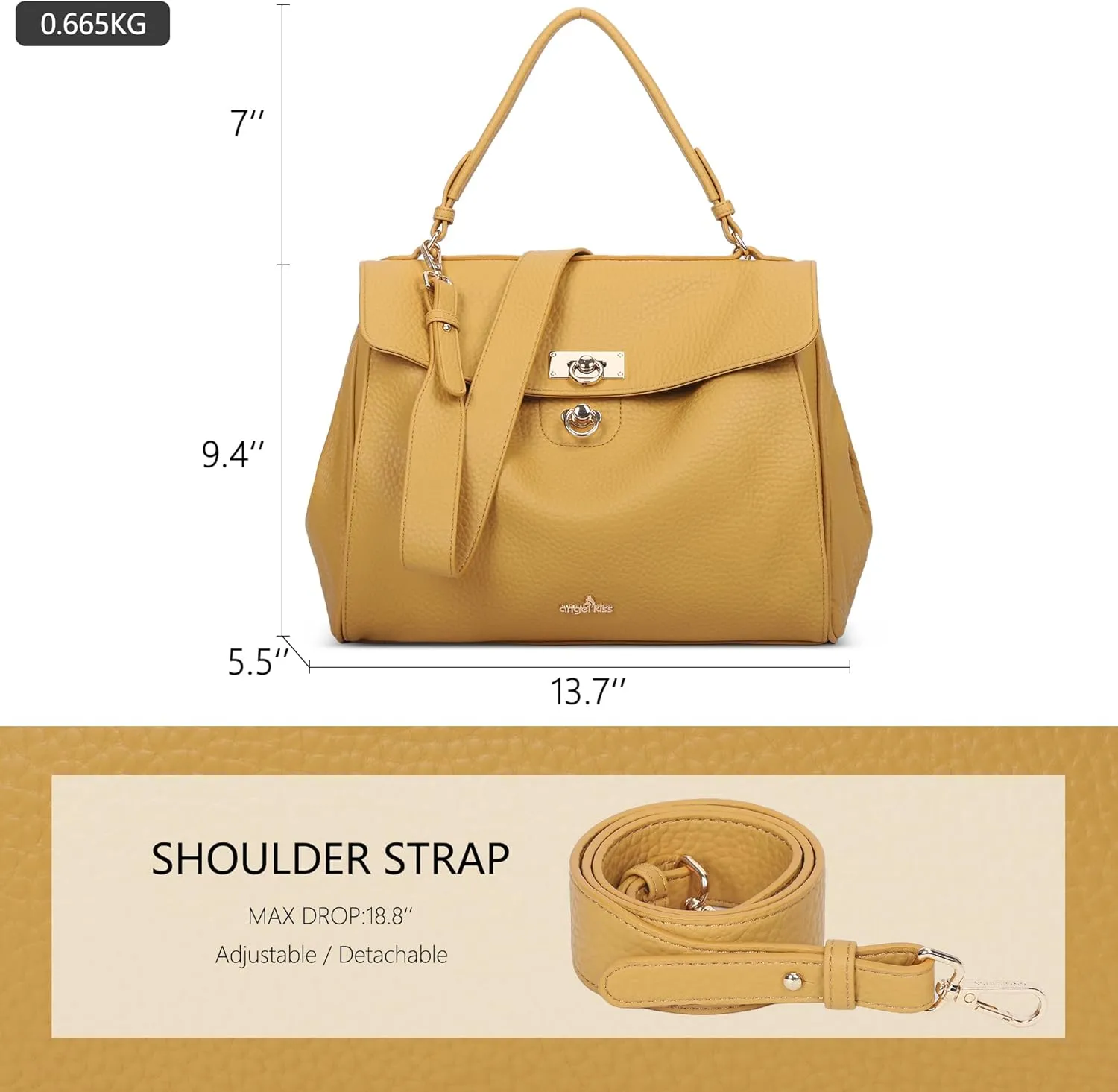 Angel Kiss Satchel Purses and Handbags for Women Soft Vegan Leather Tote Shoulder Bag Top Handle with Crossbody Strap