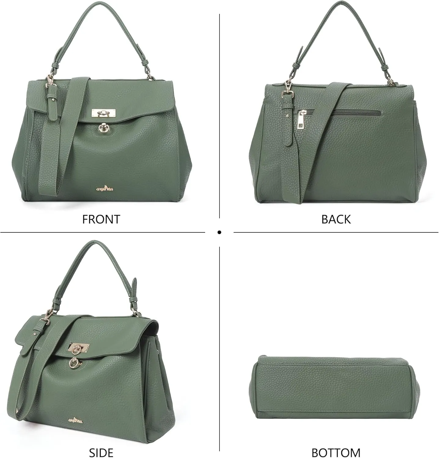 Angel Kiss Satchel Purses and Handbags for Women Soft Vegan Leather Tote Shoulder Bag Top Handle with Crossbody Strap